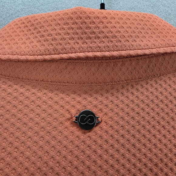 Calia Womens Flutter Sleeve Golf Polo Shirt Orange Textured Preppy Active sz Sm - Picture 8 of 8